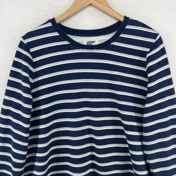 LANDS END Sweatshirt Womens XL 18 Serious Sweats Striped Jumper Pullover Blue - Picture 4 of 15